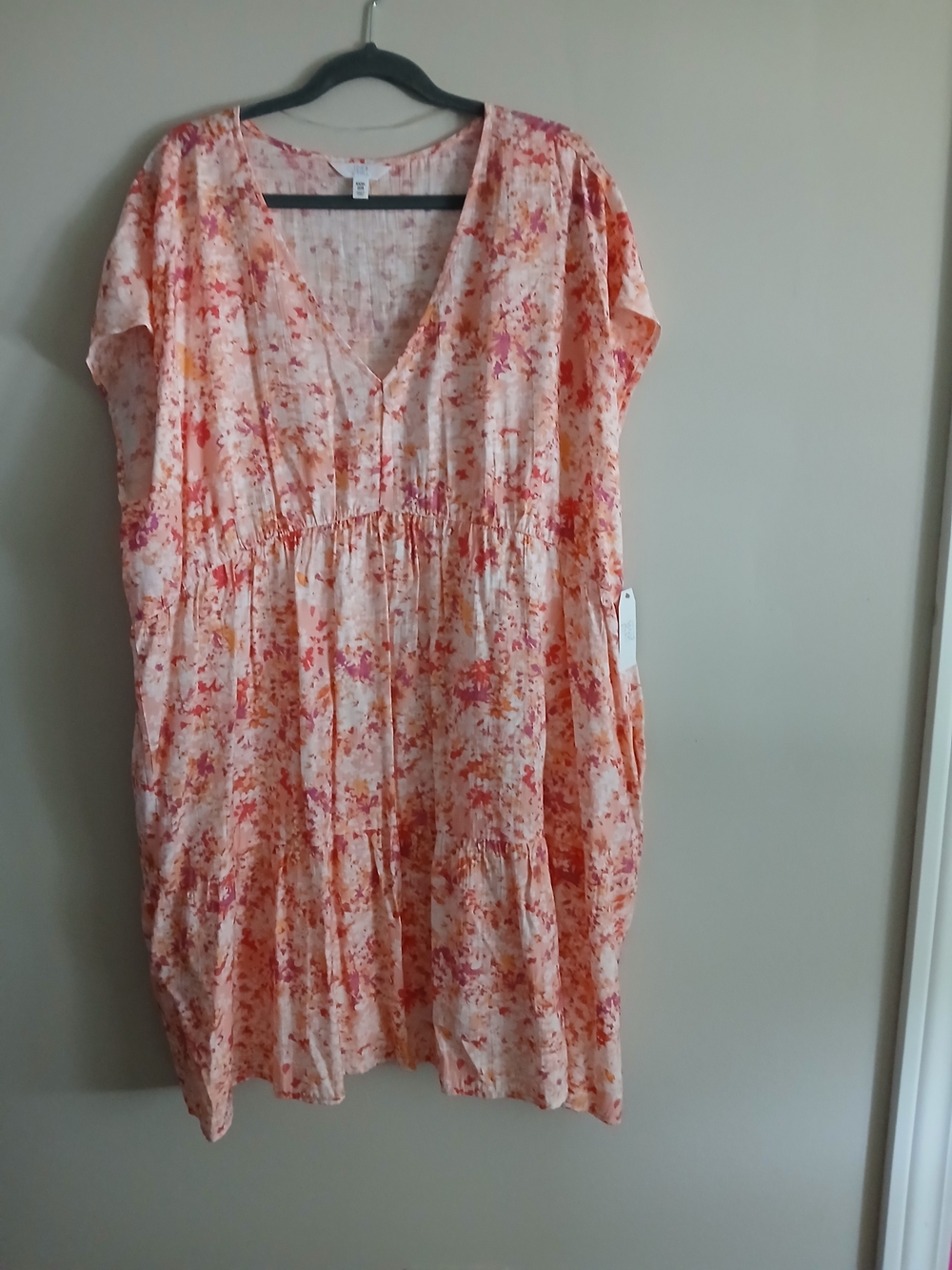 Women's Floral V-Neck Tiered Tunic Dress